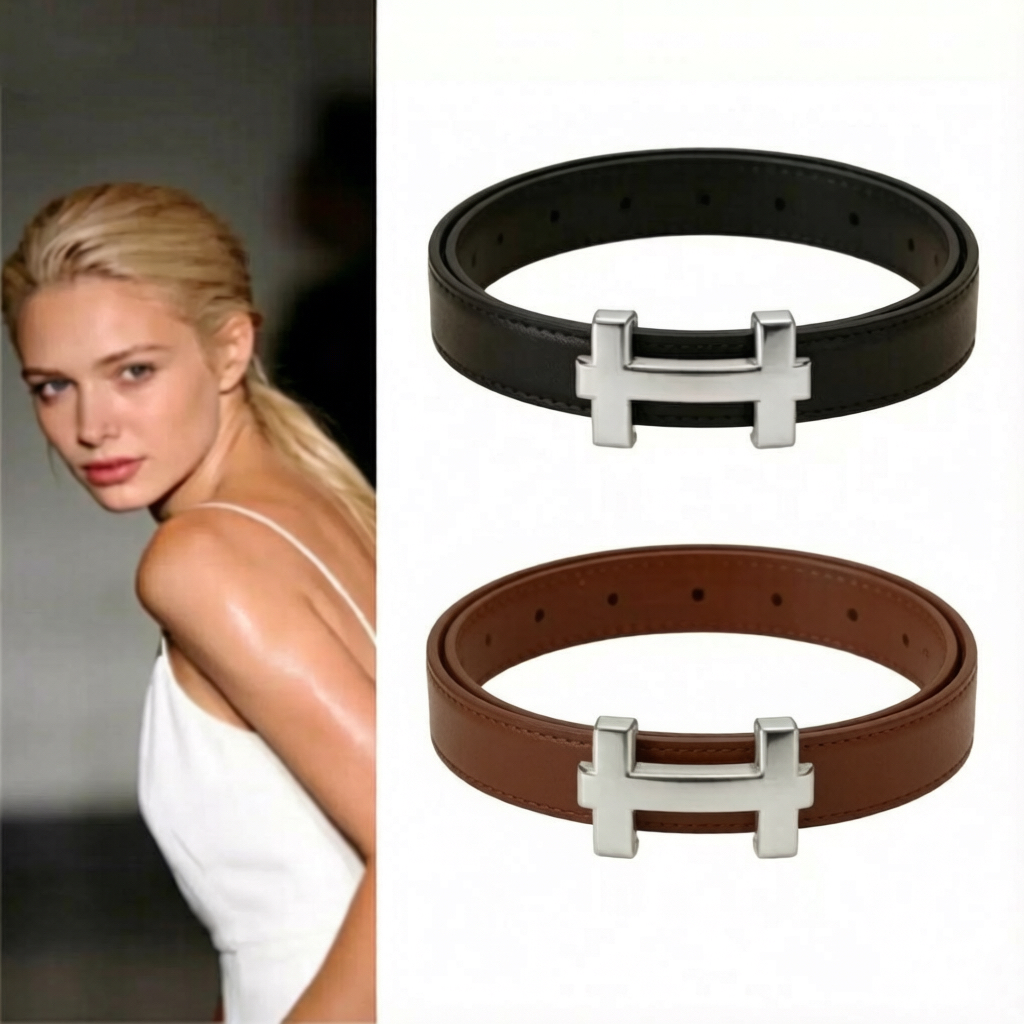 Nouvelle ceinture fine à boucle en H pour femme, élégante et tendance, pour robes, pantalons et jupes, noir, marron, 4 couleurs, amincissante