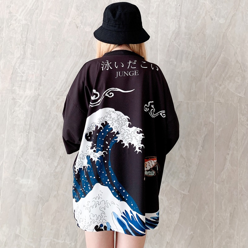 Haori – Kimono japonais pour femme, vêtement d'été, Yukata, Cardigan, Streetwear, chemise, Cosplay, FF2021