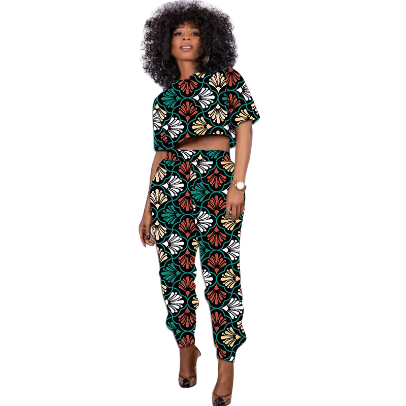 Tenue imprimée africaine pour femmes, ensemble court en Y, pantalon de jogging, vêtements féminins décontractés Ankara, été