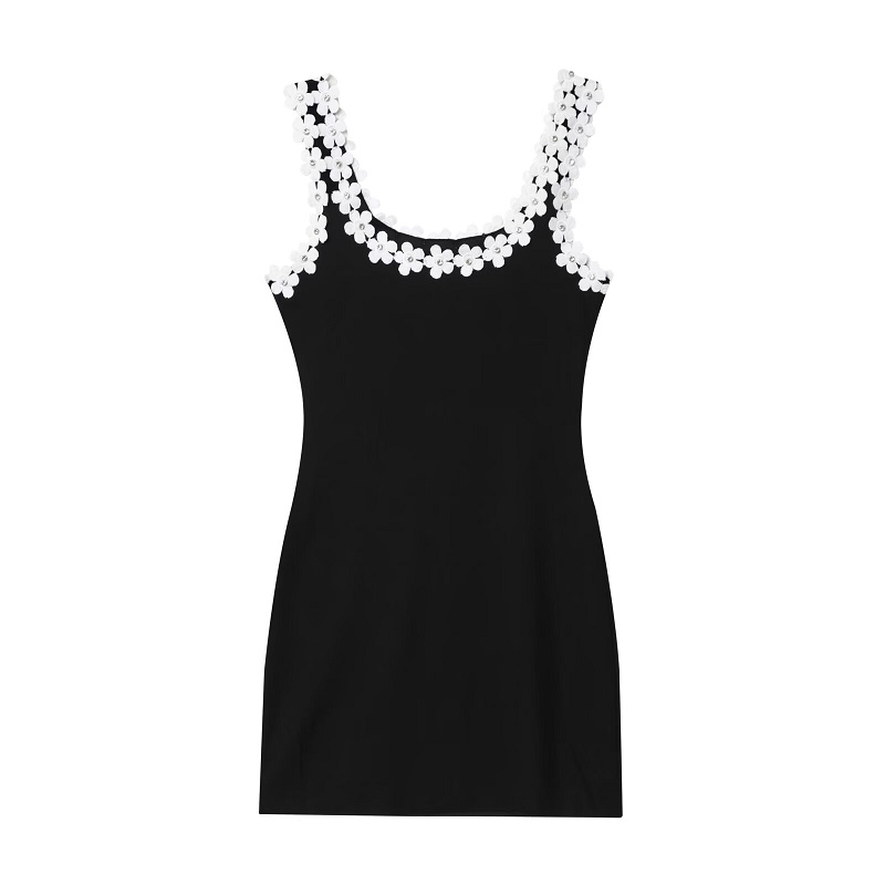 MUJER noir robes courtes à fleurs pour les femmes été moulante Mini robe femme vacances dos nu femmes robe bretelles robes de soirée