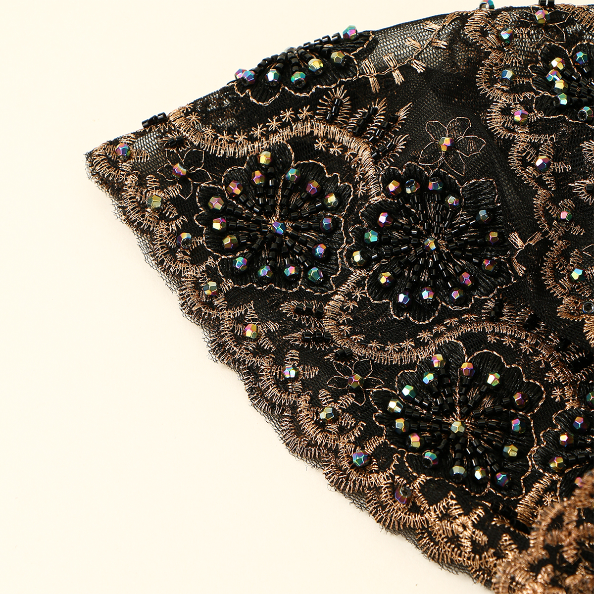 Casquette intérieure en dentelle de perles musulmanes de luxe, couvre-chef islamique élastique pour femmes, casquette de prière élégante, couvre-tête décoratif