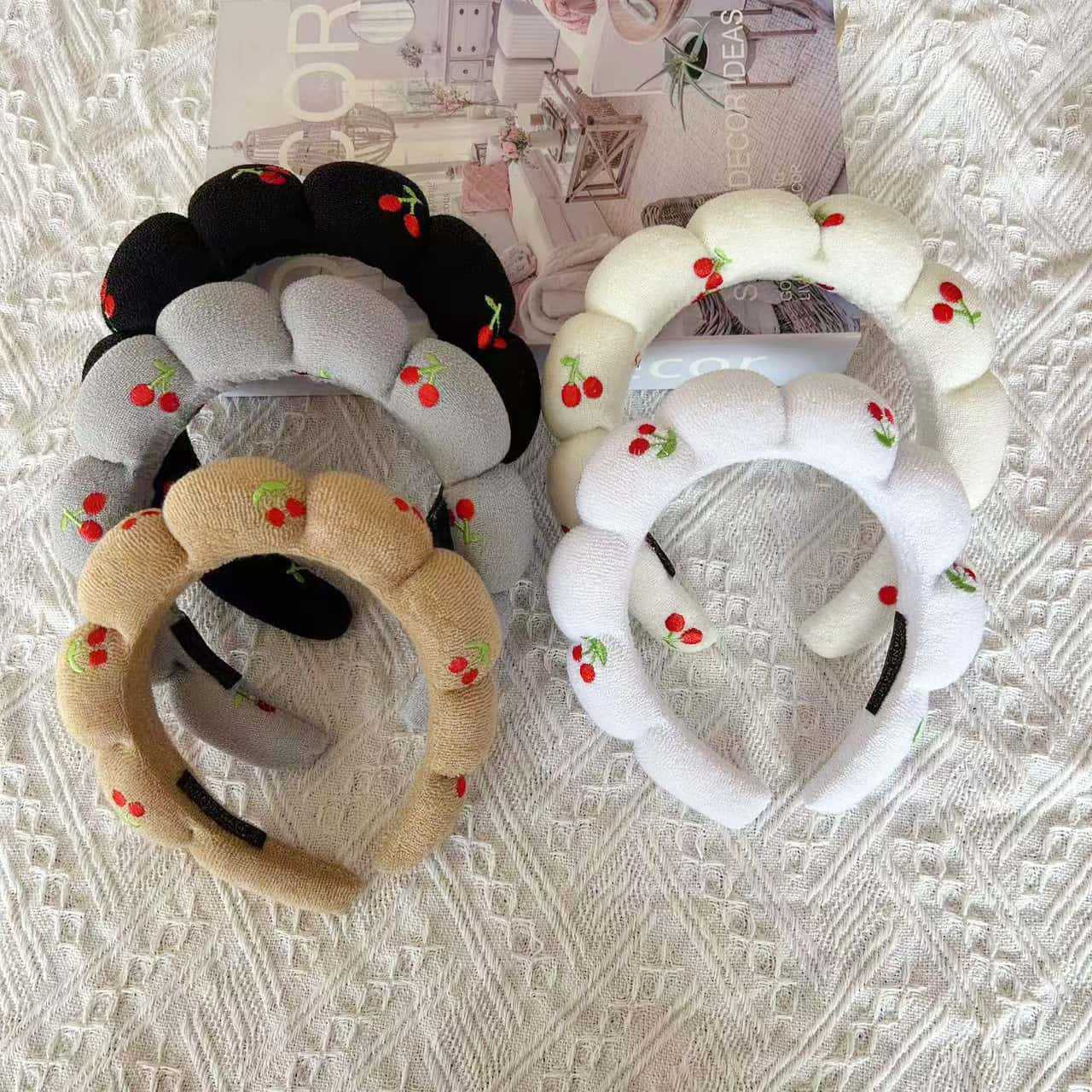 Bandeau en éponge en forme de nuage pour femmes, lavage du visage, fait à la main, serviette brodée en tissu, bandeau à bandoulière, couvre-chef de Style doux
