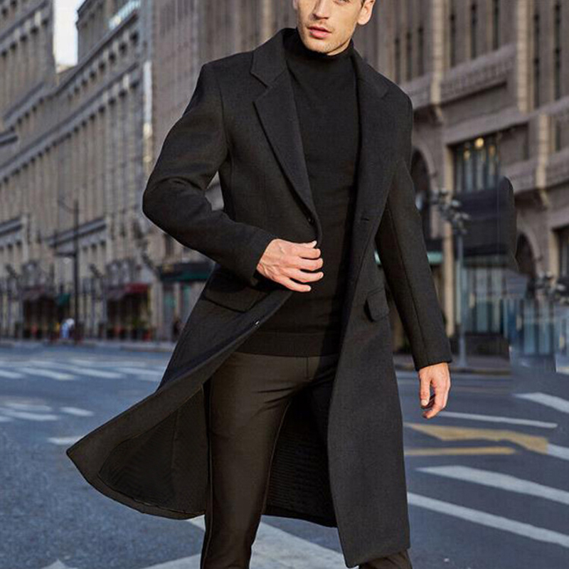 Vestes en laine mi-longues pour hommes, pardessus confortables pour hommes d'affaires, style britannique, vêtements de luxe, automne, hiver