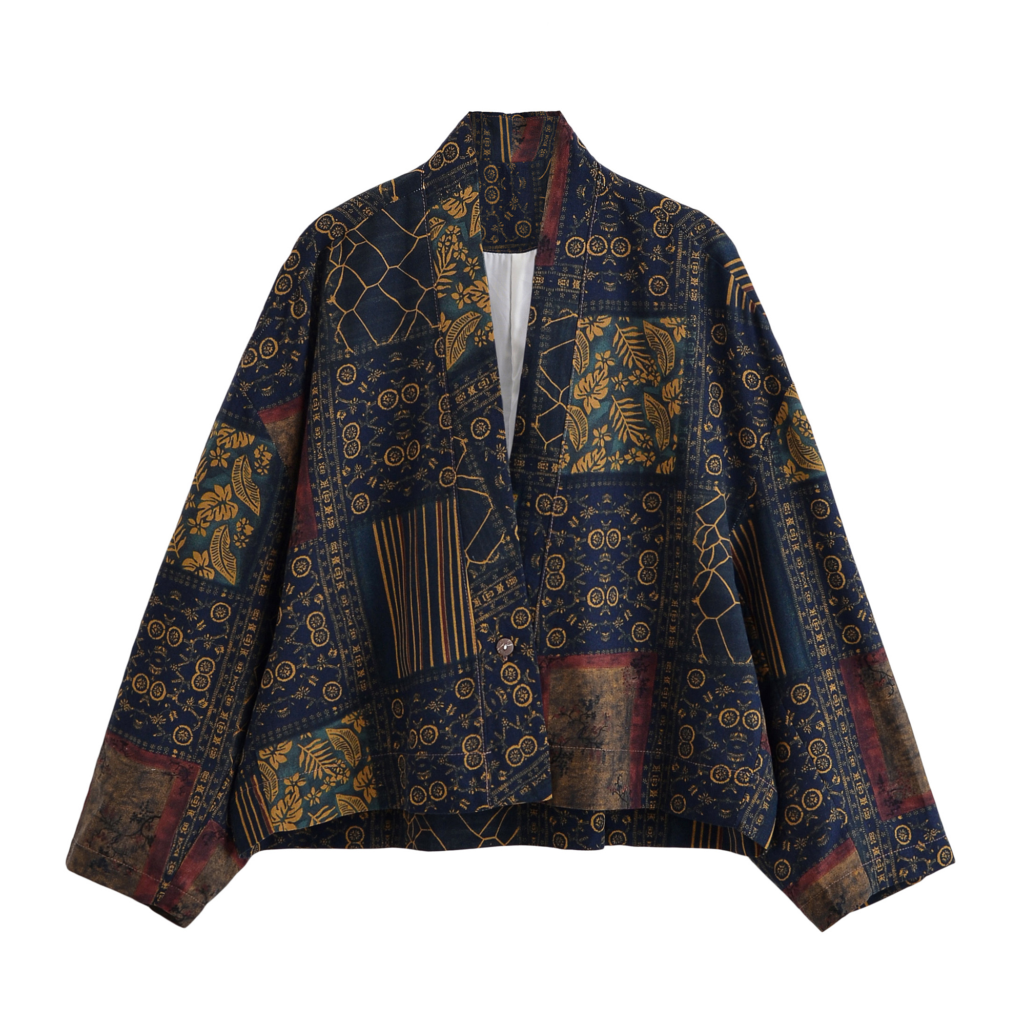 Boho Queens femmes automne lin coton Patchwork fleurs vêtements d'extérieur bohème vestes coupe ample automne quotidien vêtements d'extérieur de rue