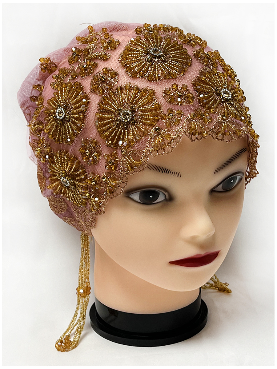 Couvre-tête en tissu maille brodé à la main, chaîne de perles suspendues, chapeaux acryliques, dubaï, nouveau chapeau de culte arabe musulman, 2026