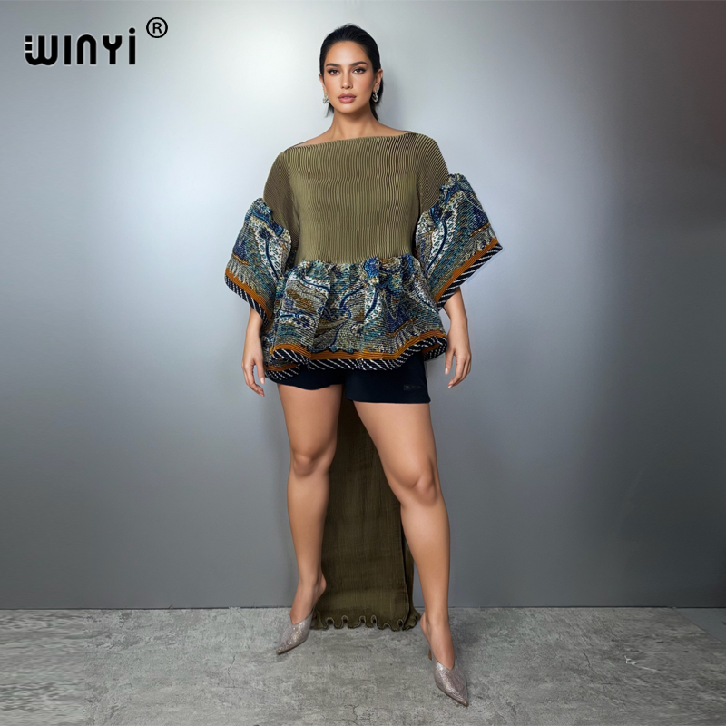 Robe plissée irrégulière WINYI pour femme, design froissé, robe ample plissée, robe de soirée maxi sexy, poncho pour femme