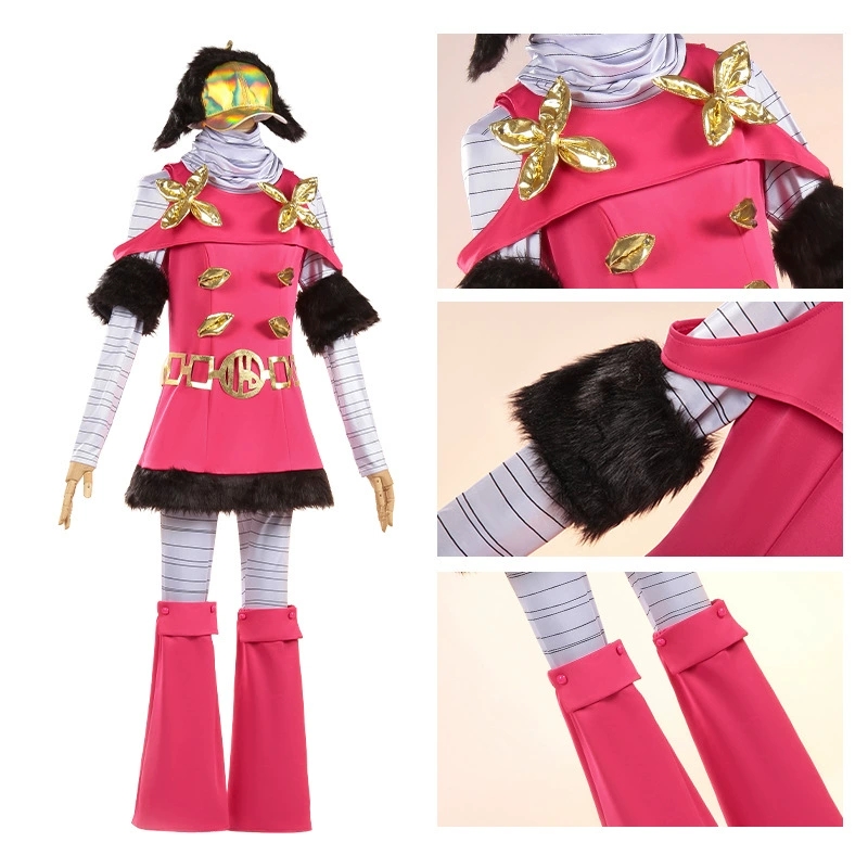 Costume de cosplay Anime JOJO Hot Pants pour adulte, uniforme de performance, costume rose rouge, vêtements de carnaval d'Halloween