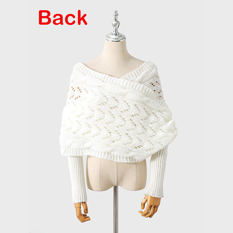 Écharpe multifonctionnelle à manches pour femmes, automne hiver, coupe-vent, châle chaud avec manches, écharpe tricotée de couleur unie