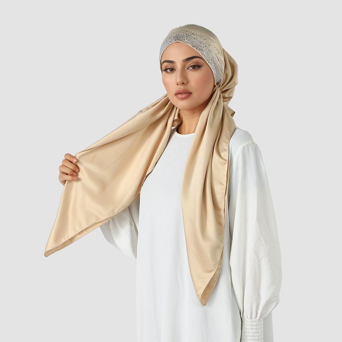 Hijab instantané pour femmes musulmanes, bonnet en satin, foulard, bandeau à strass, châle, turban doux, bonnet élastique uni, couvre-tête, bonnet de nuit, enveloppes pour la tête