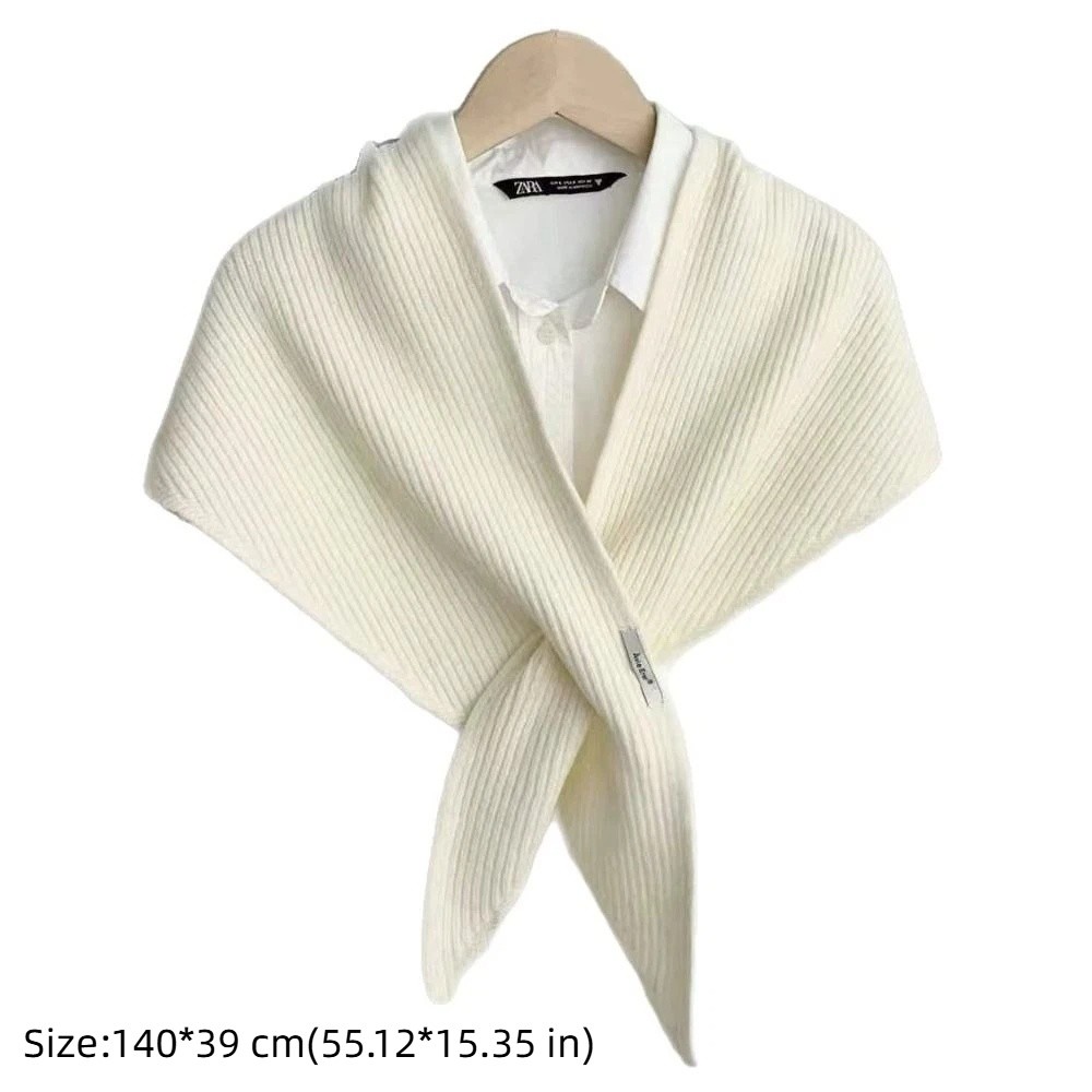 Écharpe tricotée en laine de couleur unie, Protection du cou, châle chaud pour femmes, écharpe triangulaire multifonctionnelle, Style britannique, nouvelle collection