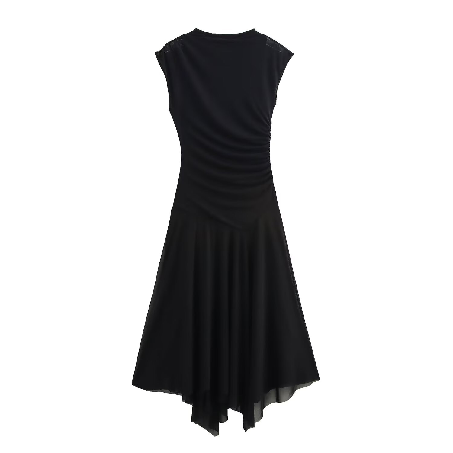 Robe longue sans manches pour femmes, nouveau Style doux et épicé, taille pliable, maille de soie, col montant, été 2025