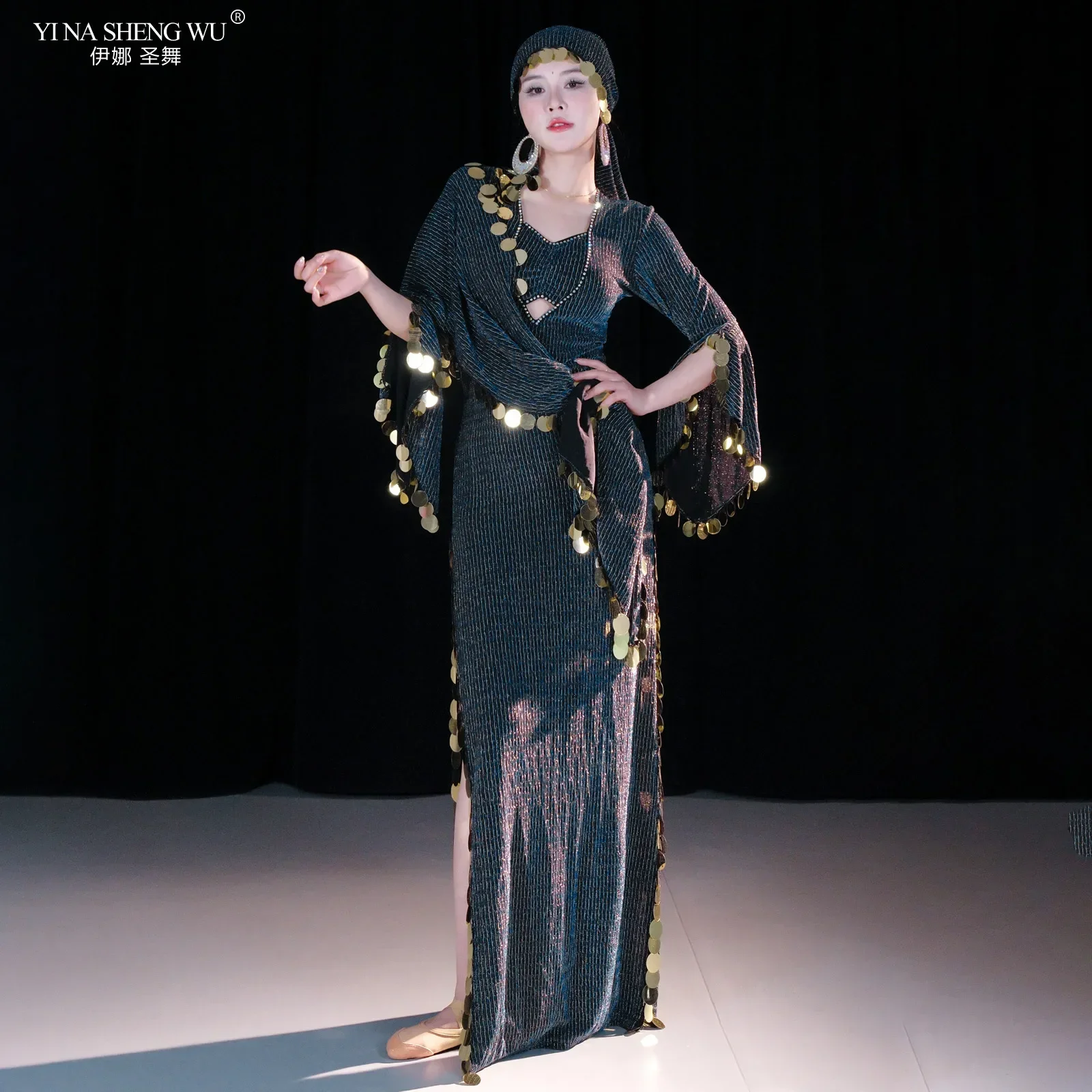 Robe de danse du ventre pour femmes, robe folklorique shaabi baladi, robes d'entraînement, écharpe de hanche à paillettes, performance orientale, robes de compétition saidi