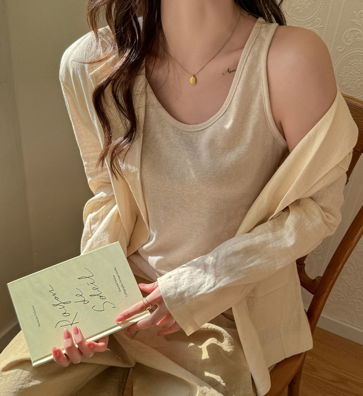 Débardeur coréen décontracté et ample pour femme – Doux, respirant, idéal pour l'été, polyvalent, tendance, sans manches, style streetwear, sport et quotidien