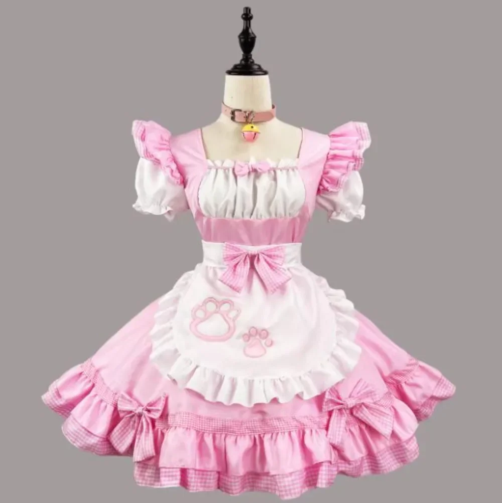 Nouveau Costume de Fille Chat pour Femme, Costume de Cosplay de Soubrette Japonaise Mignonne, Robe Lolita Chat Classique Rose, Noir et Blanc