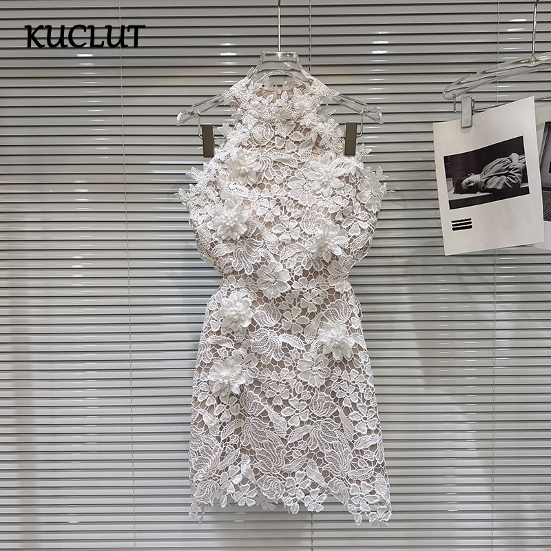 KUCLUT – robe à fleurs tridimensionnelles pour femmes, nouvelle collection, à la mode, avec taille évidée, style vacances, 1A2641
