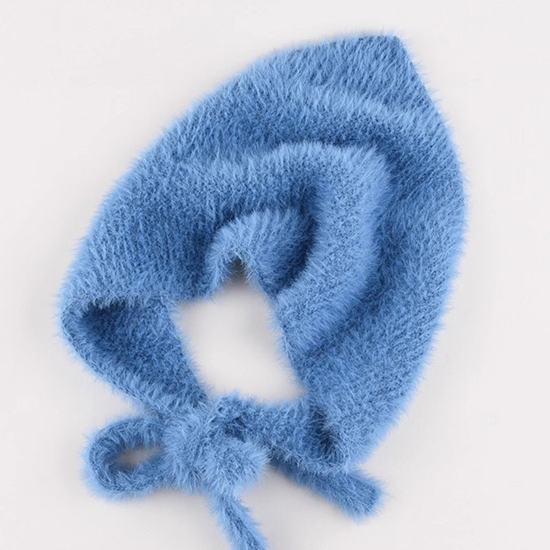Écharpe triangulaire en Faux vison pour femme, bandeau chaud et moelleux en laine tricoté, doux et mignon, Style français, automne hiver