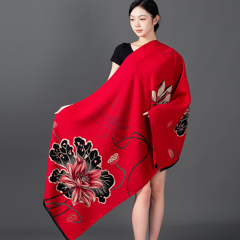 Femmes hiver châle cachemire écharpe imprimé fleuri châle enveloppement Pashmina chaud foulards épais voyage couverture femme tout-Match Echarpe