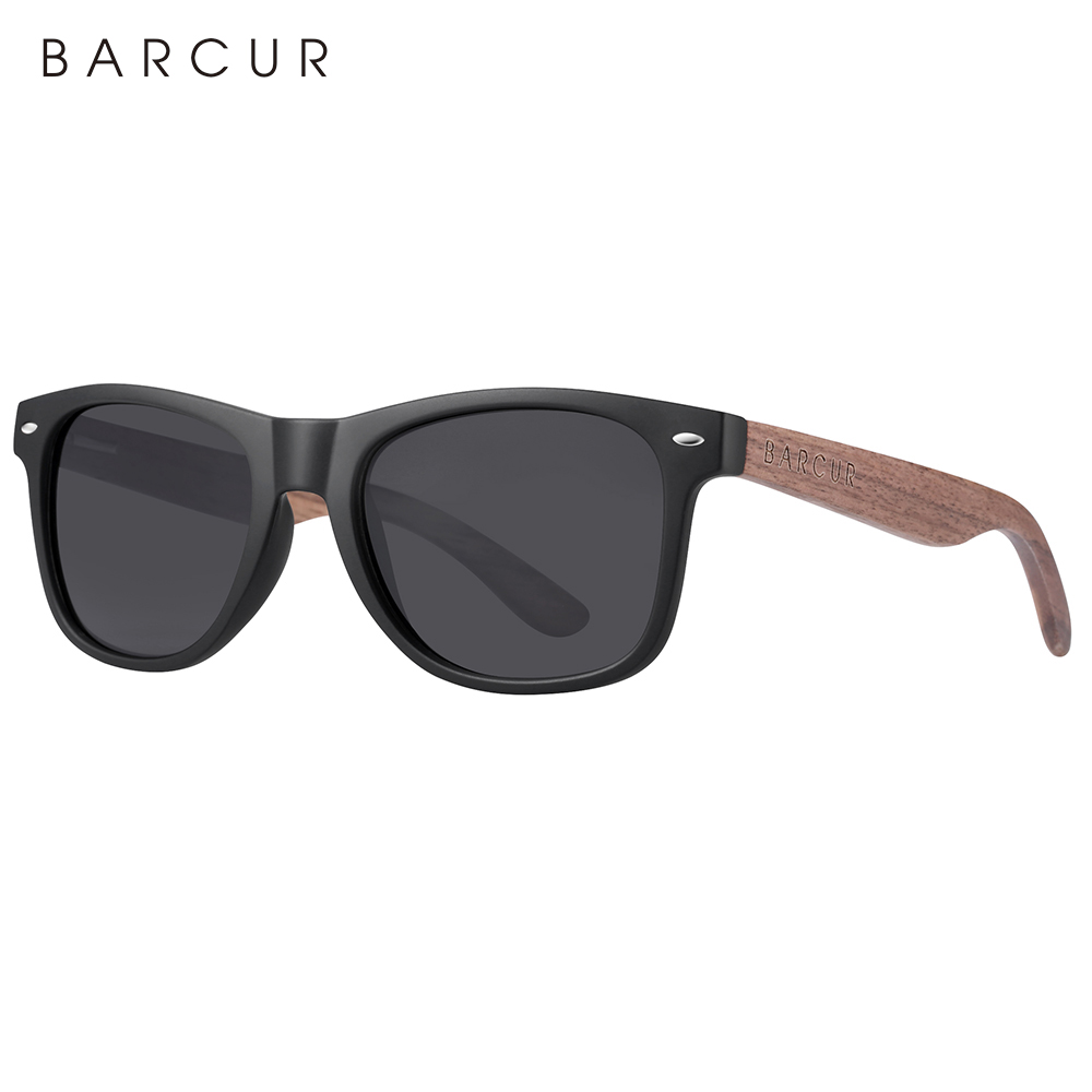 Lunettes de soleil en noyer noir, polarisées en bois, pour hommes, Protection UV400, boîte d'origine en bois
