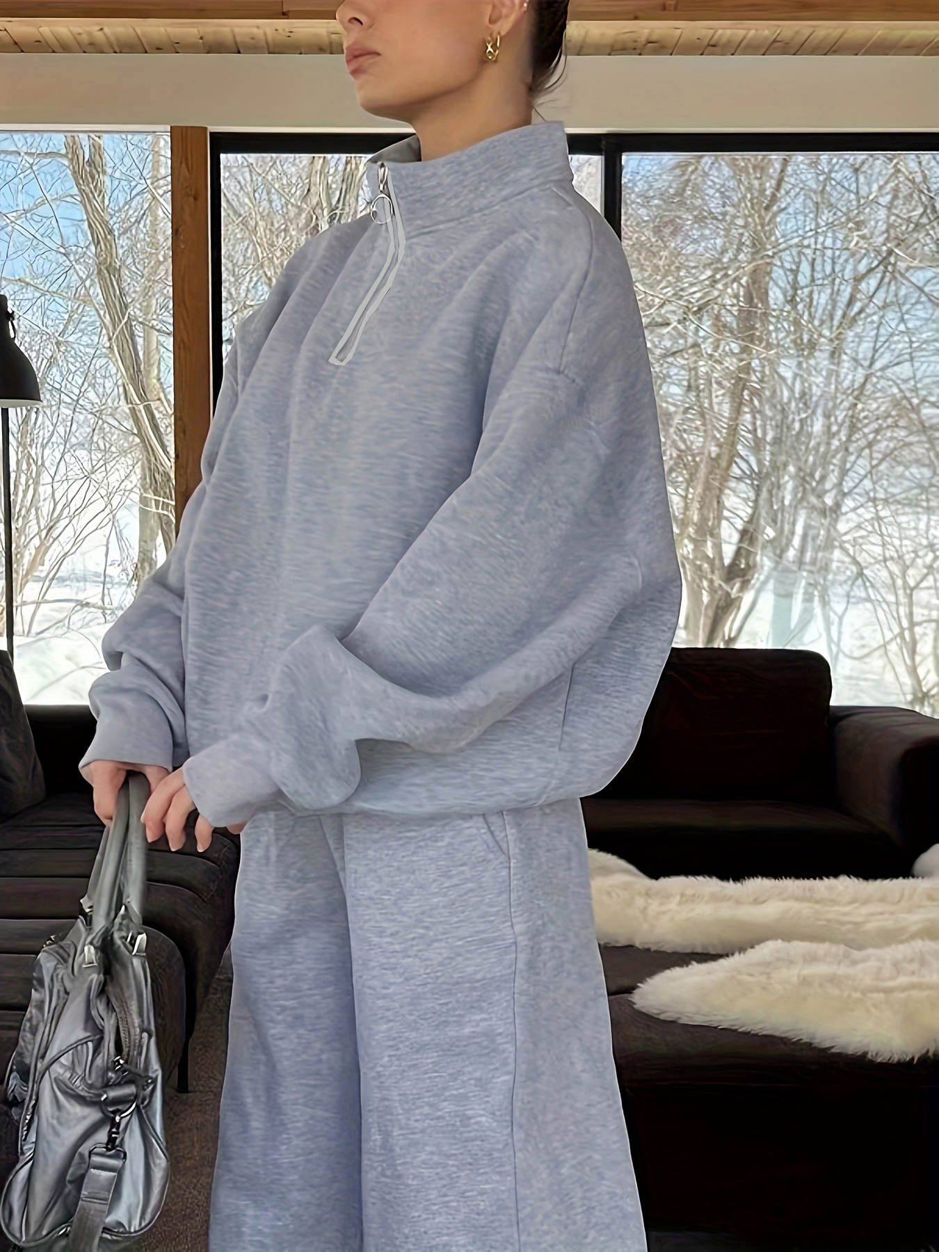 Ensemble sweat-shirt et pantalon de jogging doublé polaire épais incontournable pour l'automne et l'hiver, ensemble deux pièces tendance pour couple de style européen et américain, sweat-shirt ample et surdimensionné p