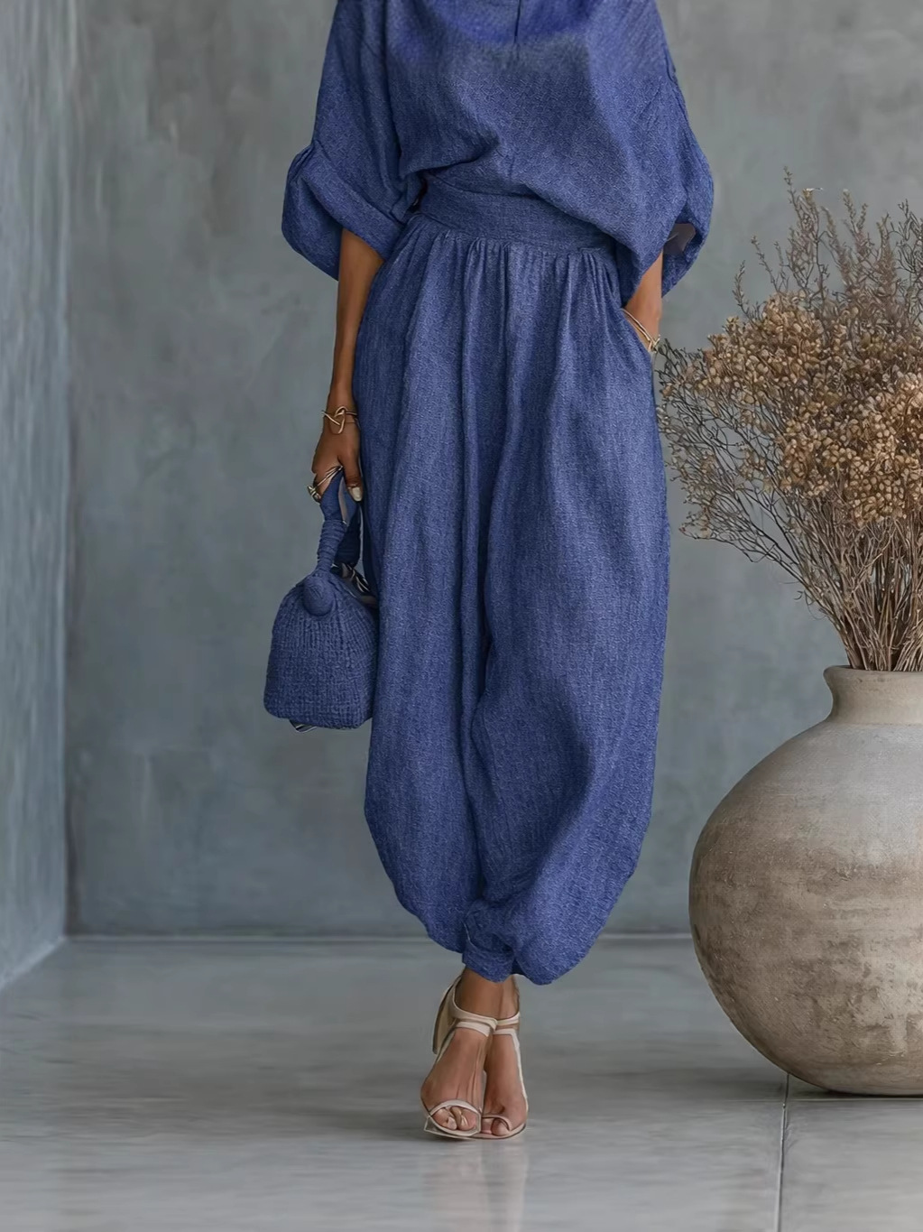 Nouvelle collection Printemps-Automne 2026 : Mode européenne et américaine, pantalon large élégant, haut décontracté et ample, L