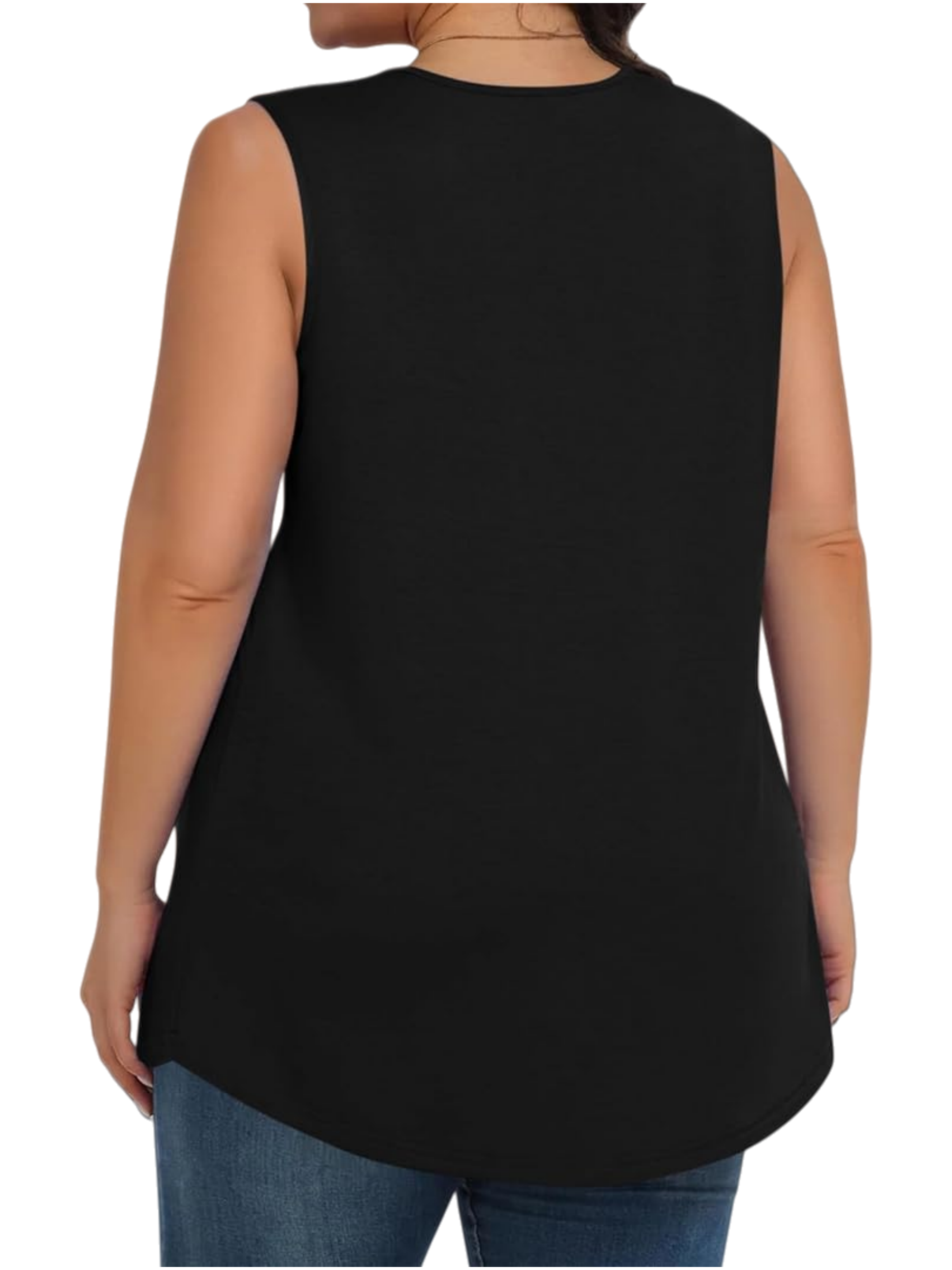 Chemisier tunique plissé fluide sans manches de couleur unie pour femme, grande taille, col rond, décontracté, pour le quotidien et les sorties décontractées