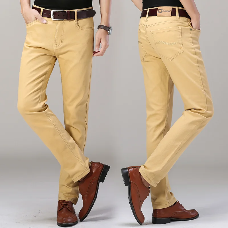 Jean Slim artificiel astique Blanc Pur pour Homme, Pantalon à Jambes Droites, Mode Business, Décontracté, Moyen Âge, Haut de Gamme