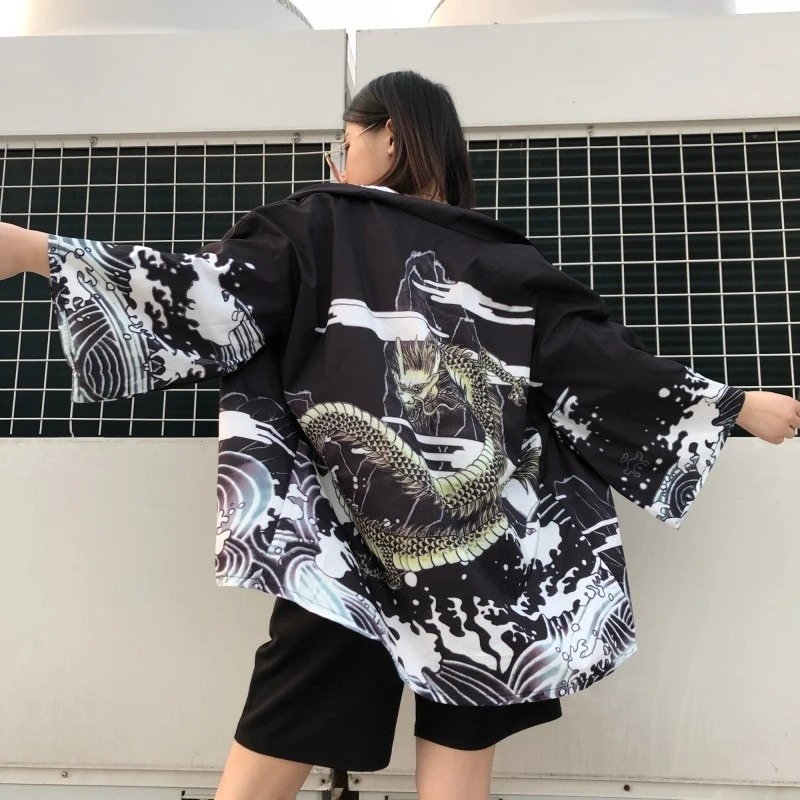 Kimono traditionnel japonais pour femmes, vêtements asiatiques, Cardigan de Cosplay à la mode pour hommes et femmes, plage en plein air, tendance Haori Yukata