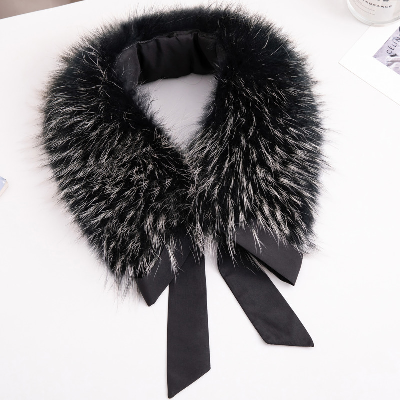Véritable col de fourrure de raton laveur hiver cache-cou écharpe de fourrure foulards de fourrure naturelle col de fourrure de luxe pour femmes pour manteau fourrure capuche décorer