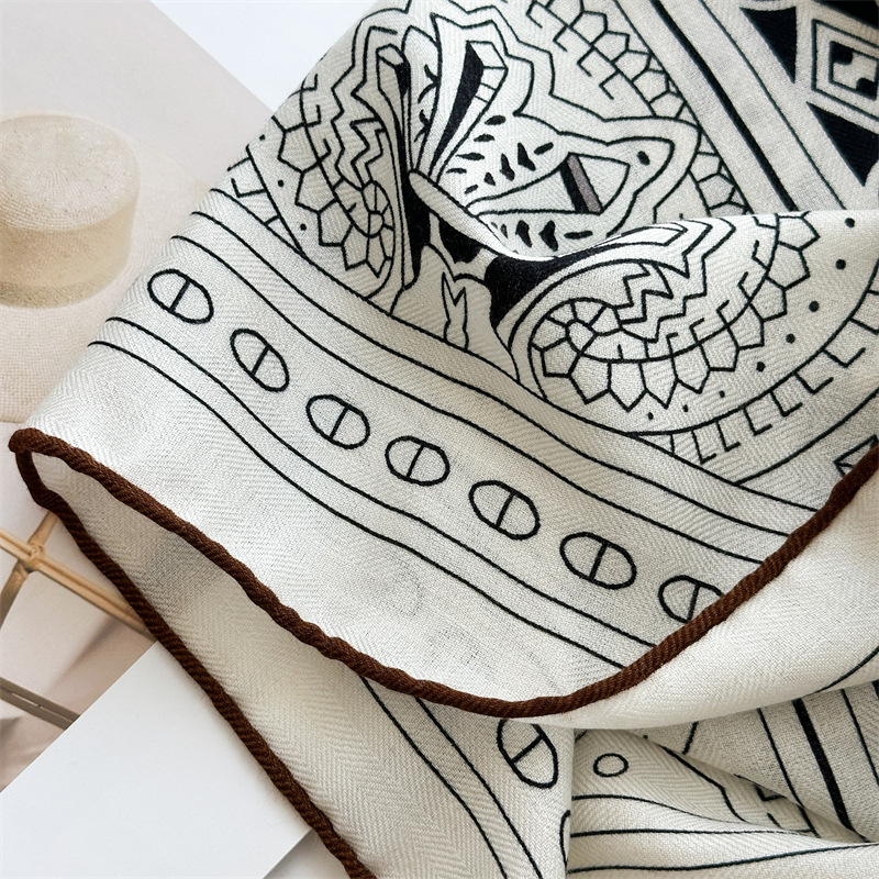 Écharpe en laine et soie mélangée pour femme, grands châles chauds de luxe, Bandanas, étole de 135cm, accessoires de noël, haute qualité, hiver
