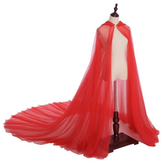 Cape à capuche pour femmes, élégante, longue, Vintage, couleur unie, en Tulle, Chic, noir, rouge, blanc, pour Halloween, Vampire, mariée, Cosplay