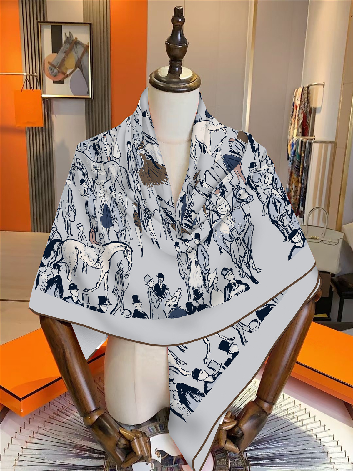 Écharpe de luxe en fausse soie et laine pour femmes, 130x130cm, chaude et lisse, grand cadeau de noël, d'anniversaire, toutes les Occasions