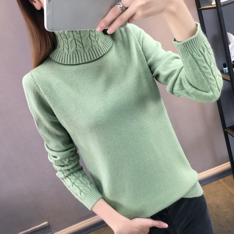 Pull en tricot pour femme, col roulé coréen, manches longues, automne-hiver 2026, rose