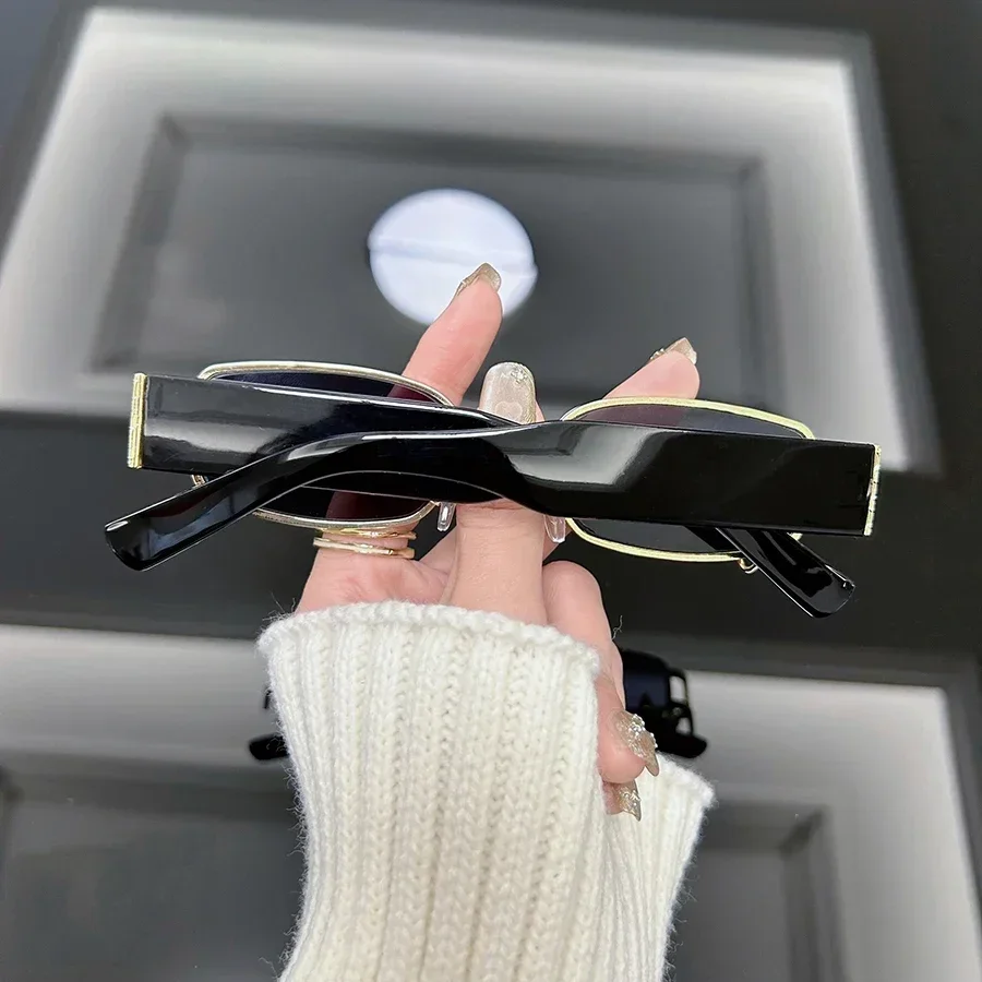 Lunettes de soleil carrées de luxe pour femme, de marque, style rétro, vintage, mode punk, pour l'extérieur, pour conductrice