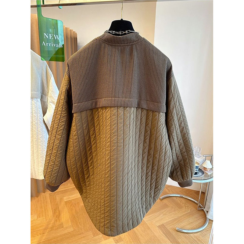Parka en duvet de coton pour femme, design fouet, loisirs, tempérament épissé, polyvalent, rayé, manteau femme, hiver, 2023