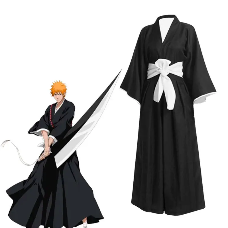 Costumes complets de cosplay anime 2026 Rukia Kurosaki Ichigo Die Pa Soul Society Shinigami Kimono Guerre des Mille Ans