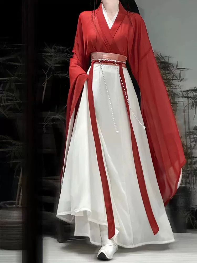 WeiJin – robe Hanfu rouge de la dynastie, vêtements traditionnels chinois pour femmes, Costumes de danse de princesse Cospaly de scène rétro