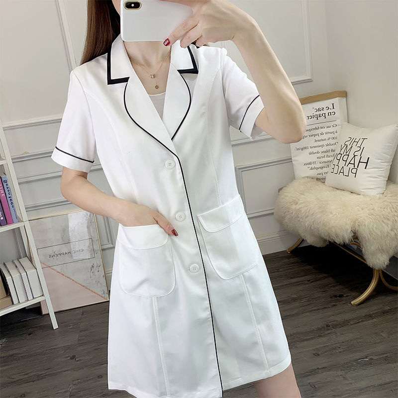 Blanc court beauté uniforme robe spa rose gommage hauts blanc grande taille noir Salon toilettage vêtements laboratoire blouse logo esthéticienne haut