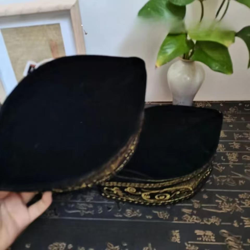 Casquettes de bateau malaisiennes pour hommes, chapeau brodé noir et rouge, velours doux au toucher, vêtements de sauna de dinde, hijab élégant, Eid Prayer, Lslam