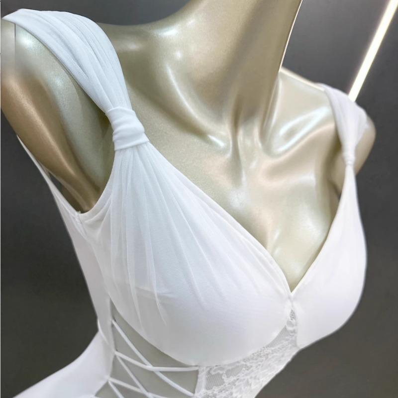 Robe de danse latine pour femmes, tenues en dentelle, hauts de soutien-gorge, jupe à volants, Costumes de spectacle sur scène pour concours de danse pour adultes