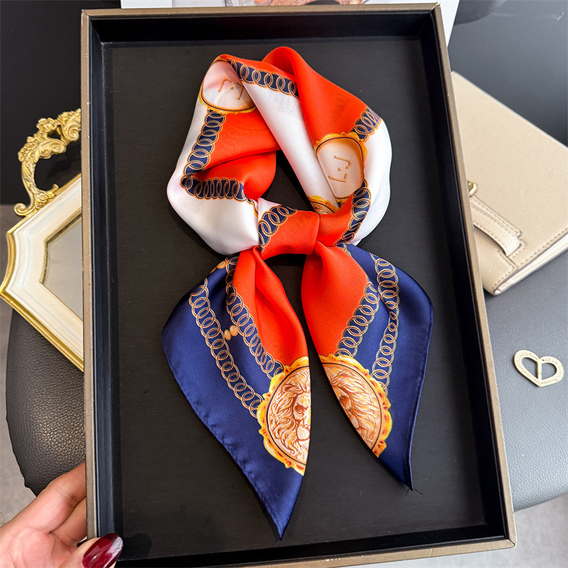 Foulard carré de luxe pour femme, élégant, imprimé, hijab, châle, couleur unie, en soie douce et satinée, 70x70cm
