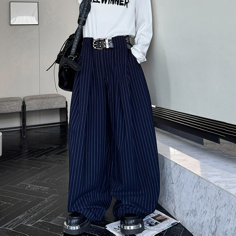 IEFB nouveau Style coréen hommes pantalons décontractés rayé couteau incurvé couleur unie jambe large bas à la mode mâle pantalon à la mode 9W4173