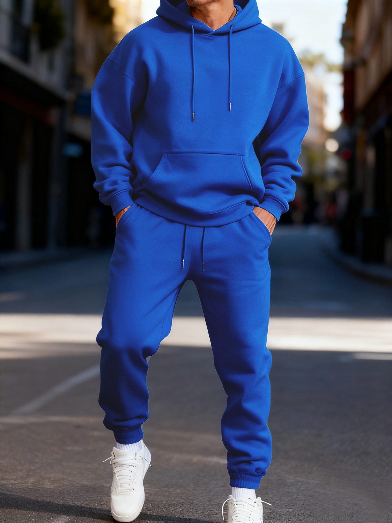Ensemble à capuche pour homme, couleur unie, deux pièces, vêtements de rue longs, sport décontracté, pantalon de survêtement, costume unisexe à la mode, hiver