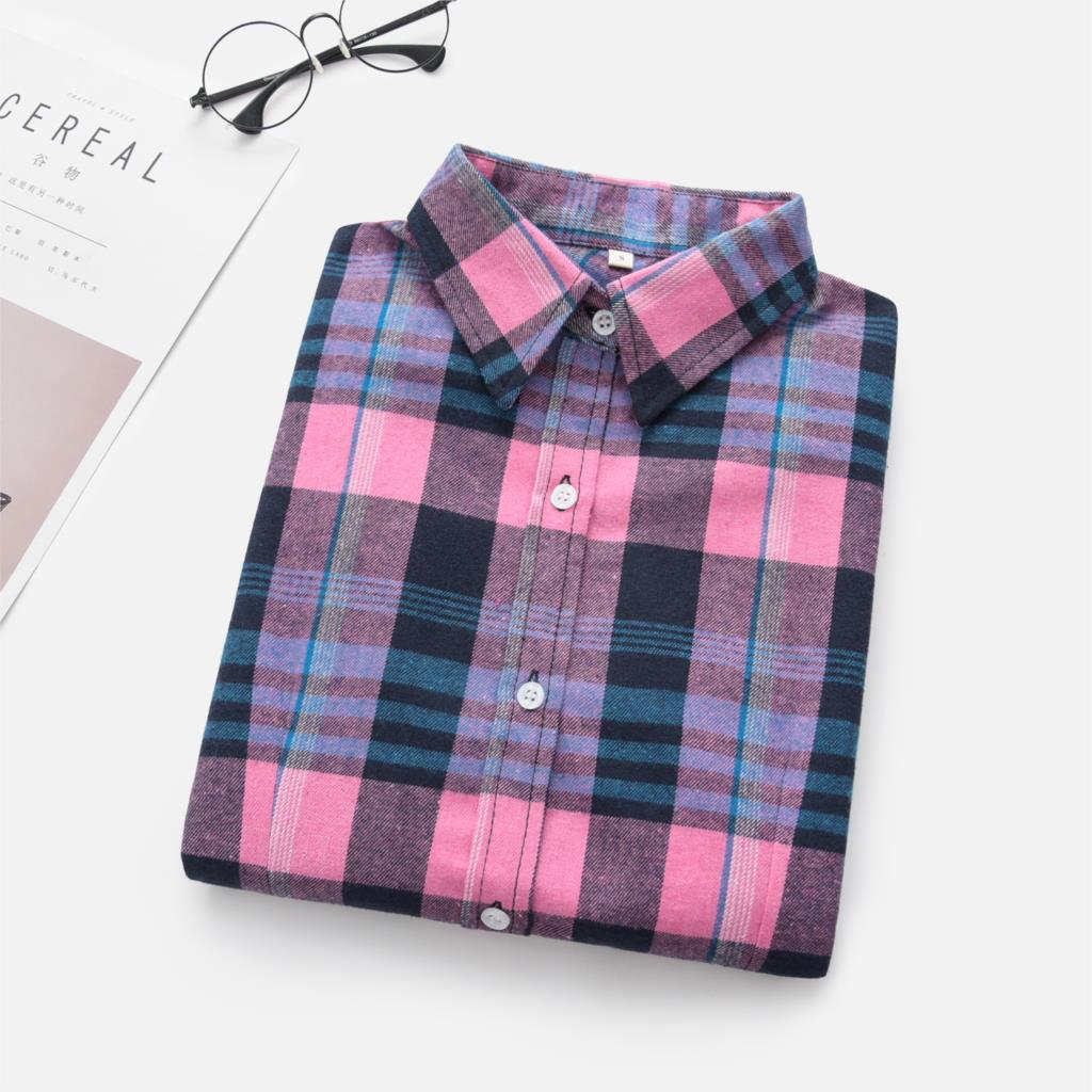 Chemise à carreaux à manches longues pour femmes, haut slim, chemisier en coton, automne et hiver, 2023, 600