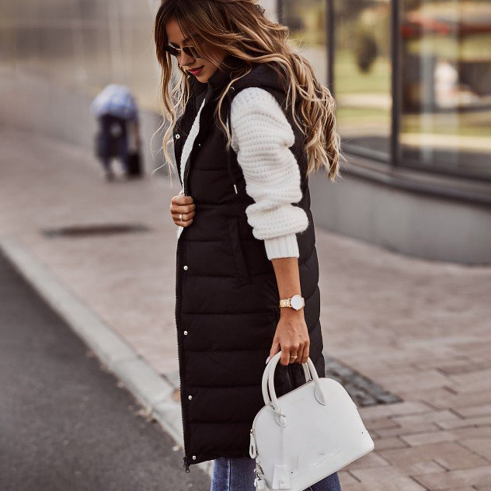 Manteau Long en Coton Glacé à Capuche pour Femme, Doudoune Matelassurera, Gilet Chaud, Vêtements d'Extérieur, 2XL, Automne et Hiver