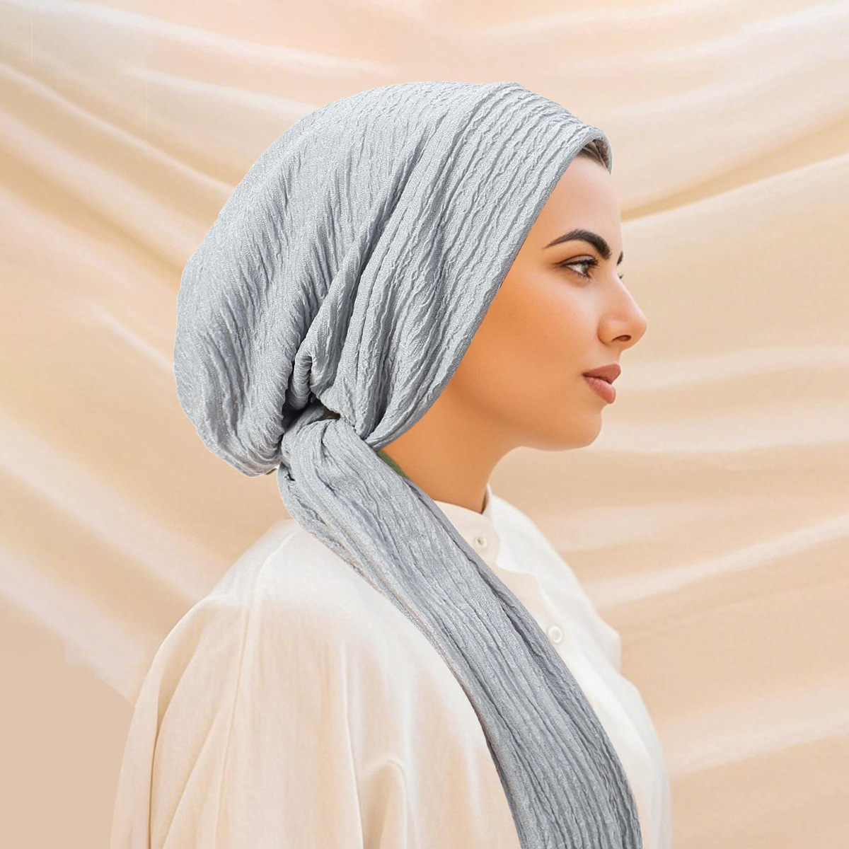 Nouveauté 2026 : Turbans Hijab Couleur Unie à Longue Queue, Bonnets Musulmans Élastiques Respirants, Bonnets Chimio pour Femmes et Filles