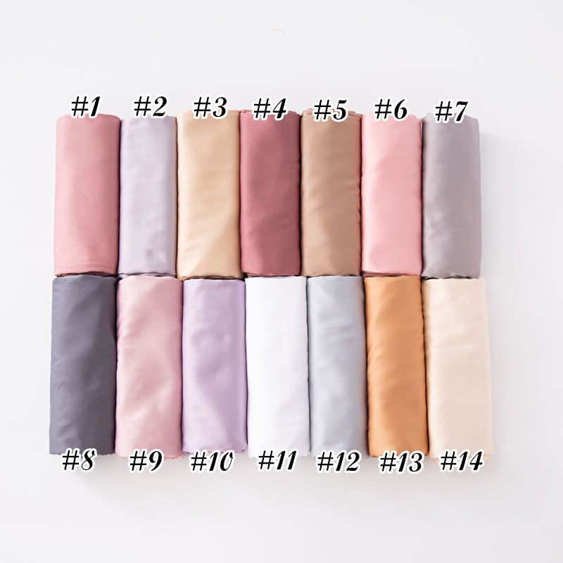 Foulards longs en satin polyester pour femmes, écharpes unies bon marché, châle doux pour femmes malaisiennes, hijab musulman, sensation 256, grande remise
