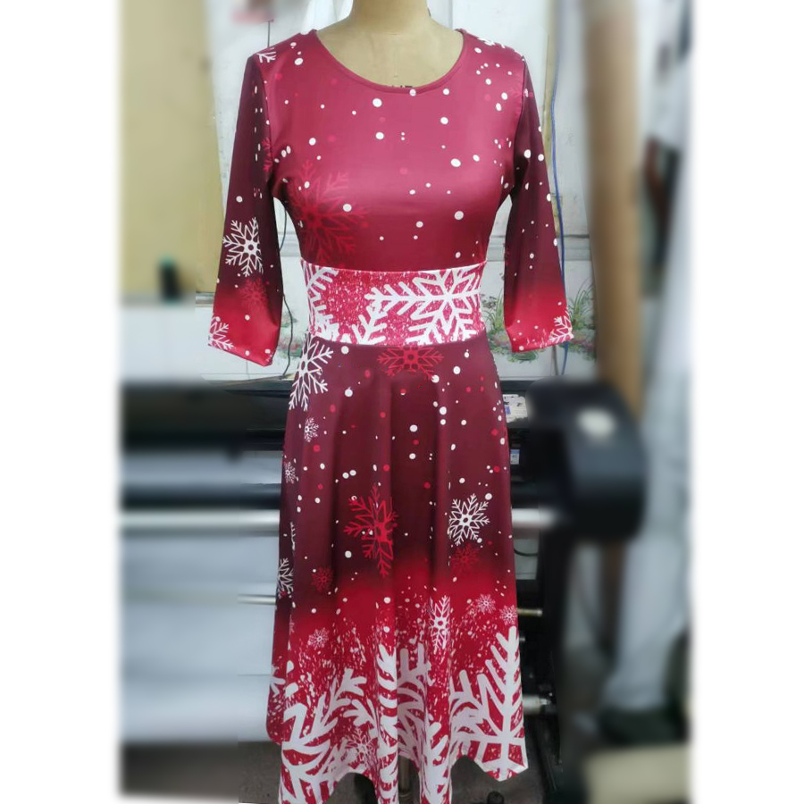 Robes de noël d'hiver pour femmes, Vintage, balançoire, élégante, demi-manches, décontractée, imprimée, Robe de soirée