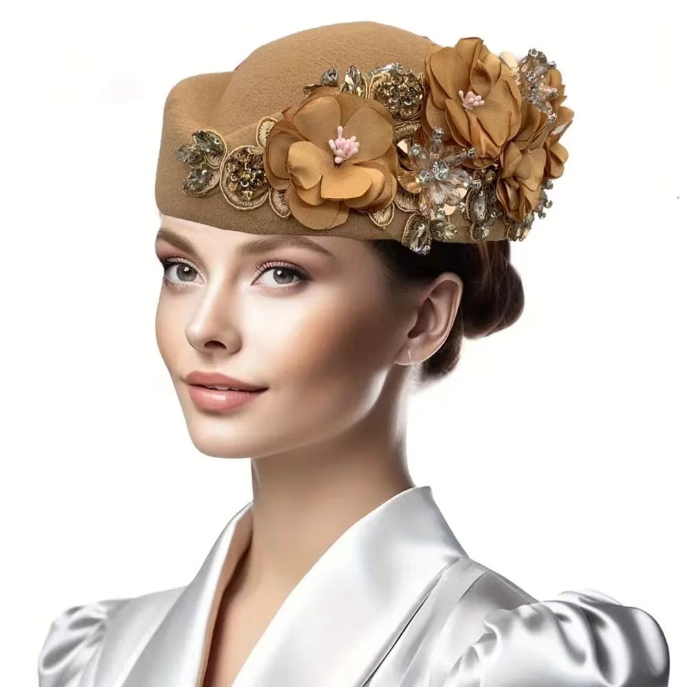 Chapeaux de mariage rétro, Cocktail, soirée, danse, hôtesse arabe, casquette blanche, casquette de Cosplay d'église, chapeau en feutre doux au toucher, élégant
