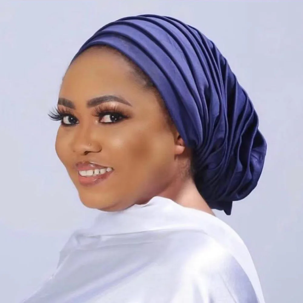 Turban Plissé pour Femme Africaine, Hijab Musulman, Bonnet de Mode, Nouveauté