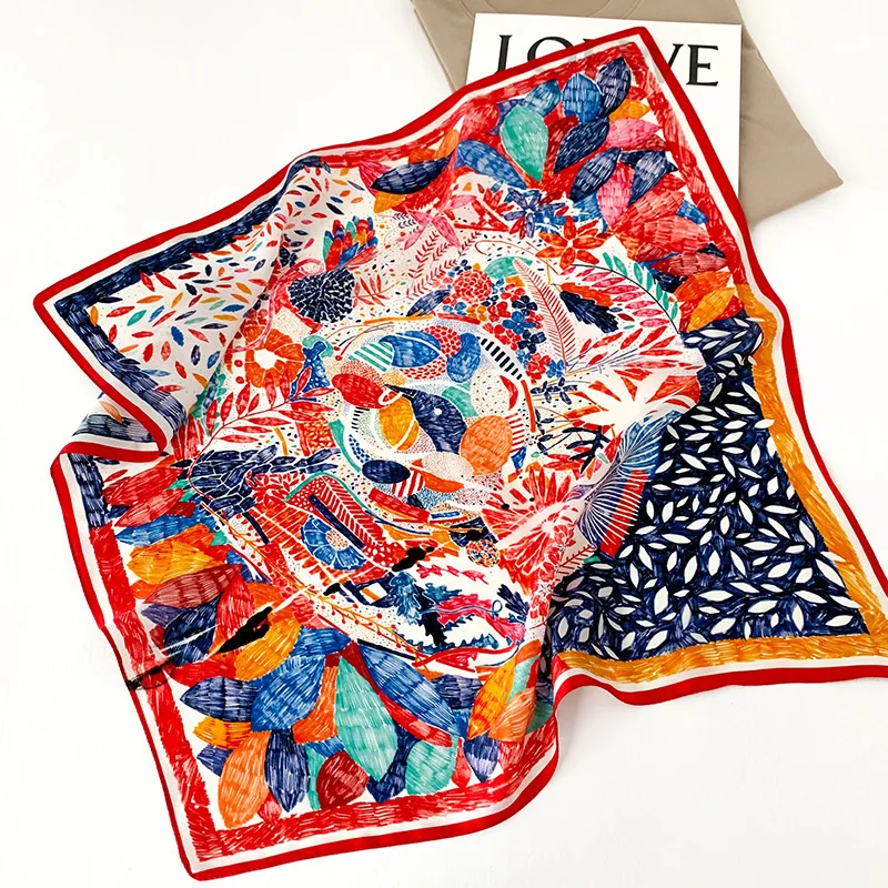 Foulard de cheveux 2023 Satin de soie pour femmes, foulard de tête carrée, Bandana pour dames, à la mode 100%